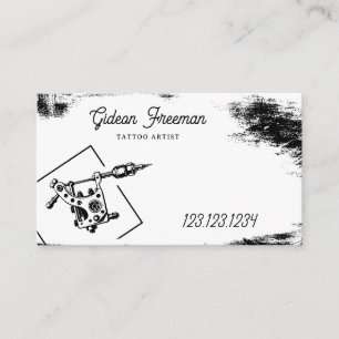 Carte De Visite Machine de tatouage noir et blanc élégant
