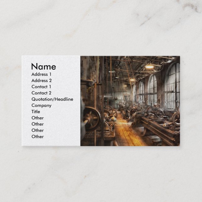 Carte De Visite Machinst - une salle complètement des tours (Devant)