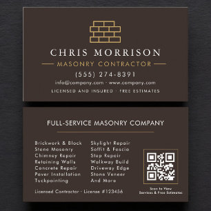 Carte De Visite Maçon Maçonnerie Code QR Entrepreneur