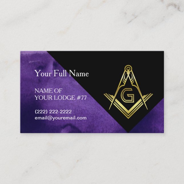 Carte de visite maçonnique | Grand Lodge Purple Go (Devant)