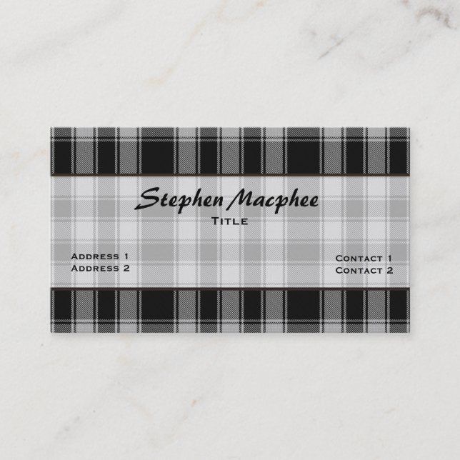 Carte De Visite Macphee Clan traditionnel Tartan Plaid personnalis (Devant)