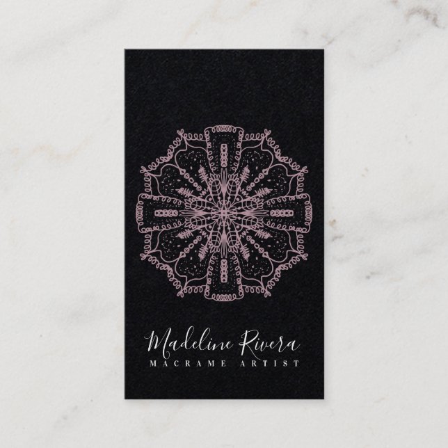 Carte de visite Macrame Yoga Mandala Boho Rose (Devant)