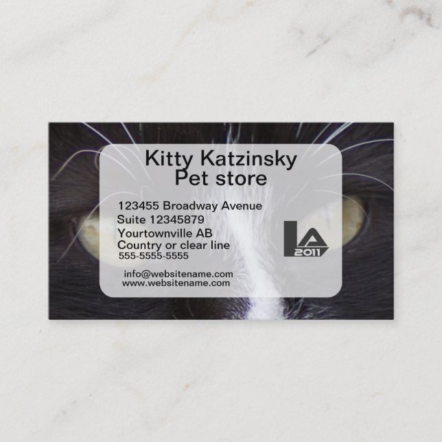 Carte De Visite Macro yeux de photo d'un chat personnel et (Devant)