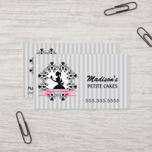 Carte De Visite Madame Cupcake Silver et rose de silhouette
