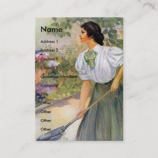 Carte De Visite Madame Digging dans son jardin d'agrément