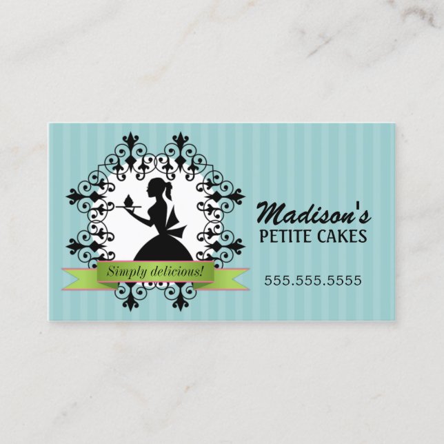 Carte De Visite Madame élégante Cupcake de silhouette (Devant)