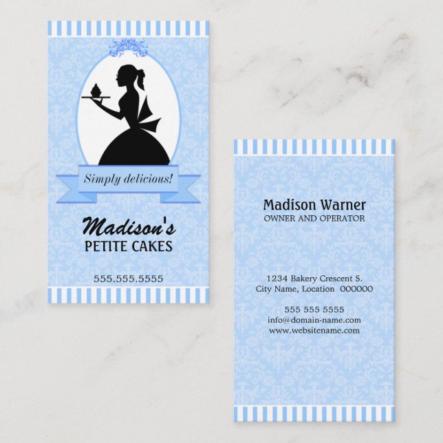 Carte De Visite Madame élégante Silhouette Cupcake (Devant / Derrière)