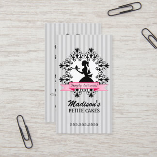 Carte De Visite Madame Silhouette Cupcake Silver et rose