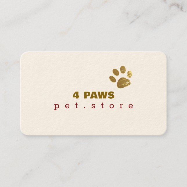 Carte De Visite Magasin d'animaux - Patte de Chien Chat  (Devant)