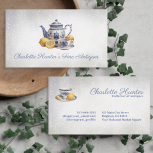 Carte De Visite Magasin d'antiquités Chinoiserie Téton bleu citron