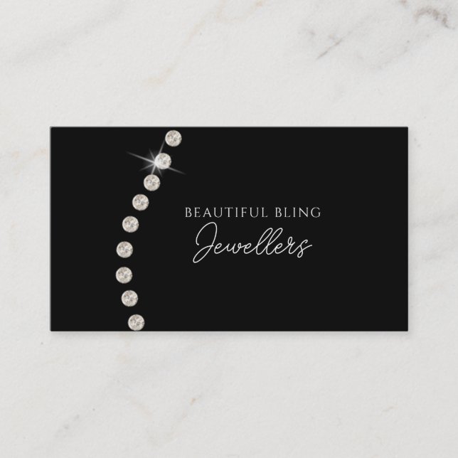 Carte De Visite Magasin de bijoux Diamond Black Bling (Devant)