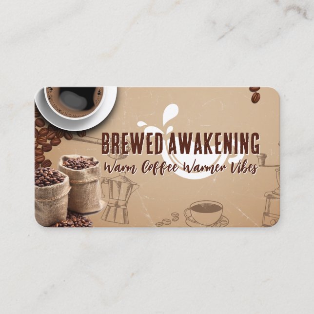 Carte De Visite Magasin de Café | Café Infusé et Grains (Devant)