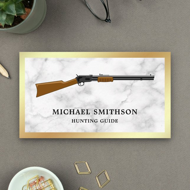 Carte De Visite Magasin de fusil carabine shotgun en marbre blanc  (Créateur téléchargé)