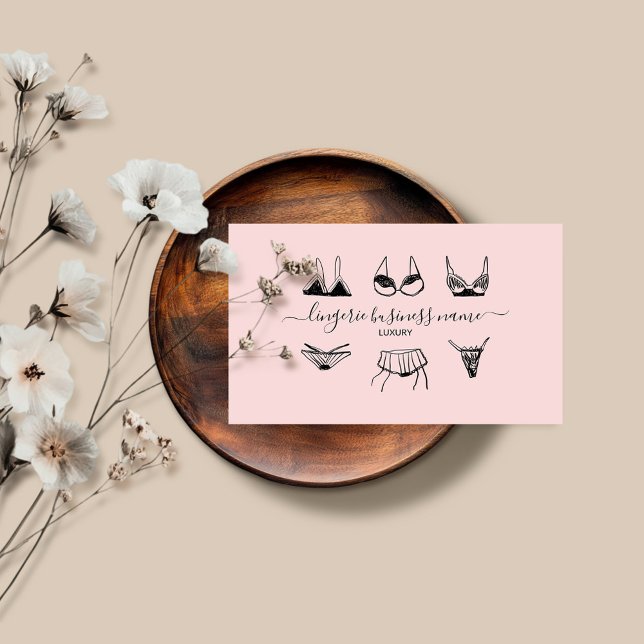 Carte De Visite Magasin de lingerie mode sous-vêtements rose blush (Créateur téléchargé)