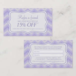 Carte De Visite Magasin de mode de beauté zigzag violet référer un
