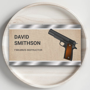 Carte De Visite Magasin de pistolets en burlap acier Armurier Arme