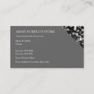 Carte De Visite Magasin de surplus de l'armée