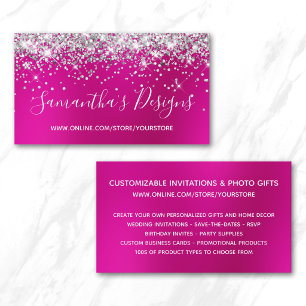 Carte De Visite Magasin en ligne Berry Hot Pink Blur Pailleté Arge