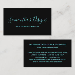 Carte De Visite Magasin en ligne Black and Cyan Blue