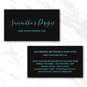 Carte De Visite Magasin en ligne Black and Cyan Blue
