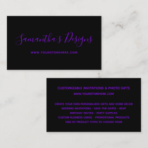 Carte De Visite Magasin en ligne Black and Violet