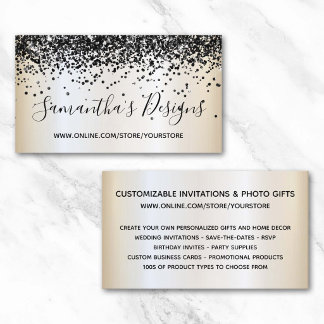 Carte De Visite Magasin en ligne Black Glitter Pearl Shimmer
