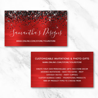 Carte De Visite Magasin en ligne de papier d'aluminium rouge brill