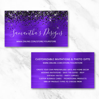Carte De Visite Magasin en ligne de papier d'aluminium violet pail