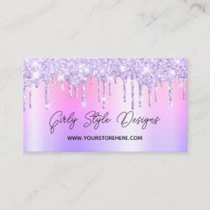 Carte De Visite Magasin en ligne Lavande Glitter Drips Multi Ombre