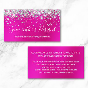 Carte De Visite Magasin en ligne Silver Glitter Bright Hot Pink Bl