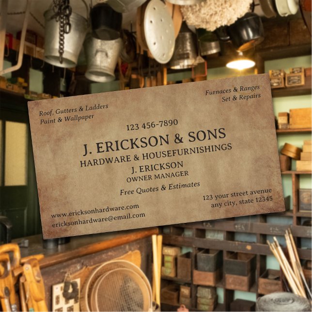 Carte De Visite Magasin matériel rustique (Créateur téléchargé)