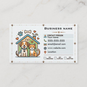 Carte De Visite Magasin pour animaux et salon de toilettage minima