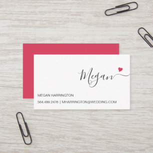Carte De Visite Magenta Heart Simple Élégante Typographie Personna
