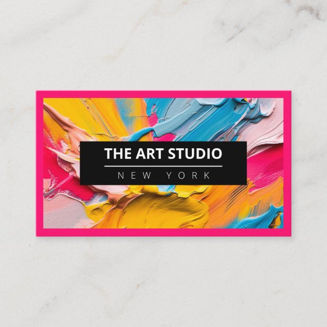 Carte De Visite Magenta Modern Name Artiste Art Studio (Devant)