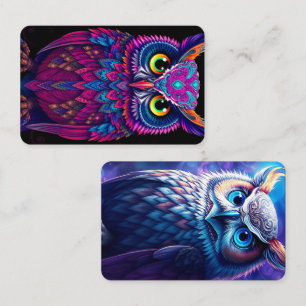 Carte De Visite Magenta Psychédélique & Hibou Bleu   Abstrait Trip