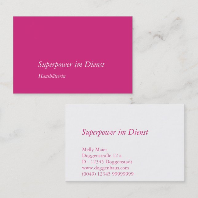 Carte de visite magenta rose blanc (Devant / Derrière)