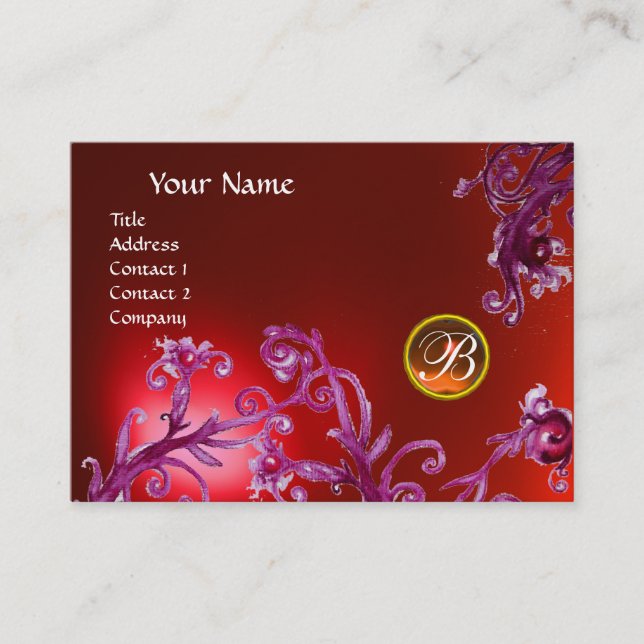 Carte De Visite MAGIC BERRIES MONOGRAM, orange rouge rubis (Devant)