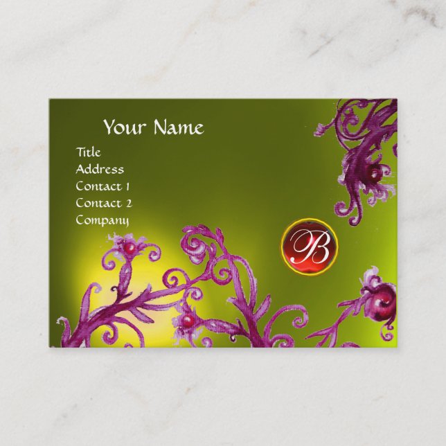 Carte De Visite MAGIC BERRIES MONOGRAM,  topaze jaune rouge rubis (Devant)