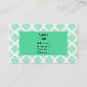 Carte De Visite Magic Mint et White Quatrefoil Motif