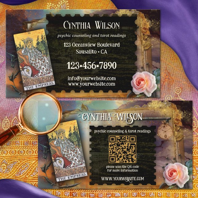 Carte De Visite Magic Psychic Tarot Reader QR Code Photo (Créateur téléchargé)