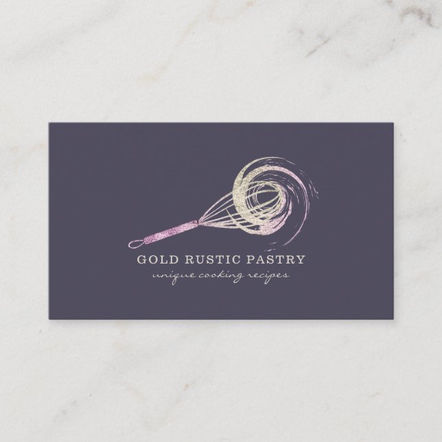 Carte De Visite Magic Whisk Bakery rustique pâtisserie Chef violet (Devant)