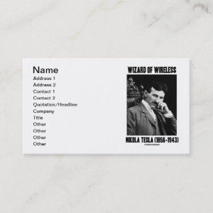 Carte De Visite Magicien de Nikola Tesla sans fil (1856-1943)
