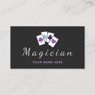Carte De Visite Magicien Magic Playing Cards Moderne Minimal Noir