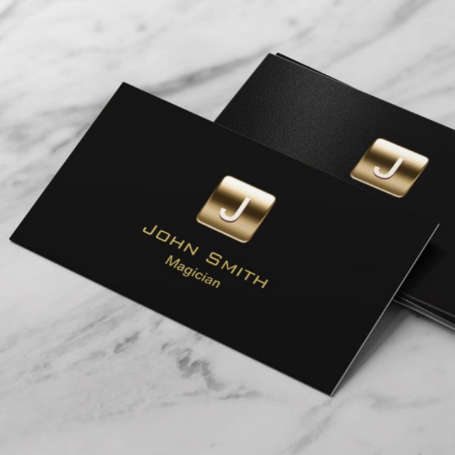 Carte De Visite Magicien Monogramme Or Moderne (Créateur téléchargé)