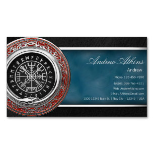 Carte De Visite Magnétique [001] Vegvisir - Viking Silver Magic Runic Compass