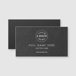 Carte de visite magnétique à motif en cuir noir