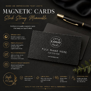 Carte de visite magnétique à motif en cuir noir