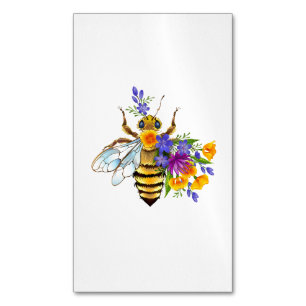 Carte De Visite Magnétique Abeille à fleurs avec plantes sauvages