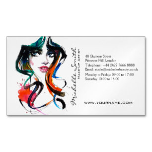 Carte De Visite Magnétique Abstrait Aquarelle encre coloré femme maquillage M