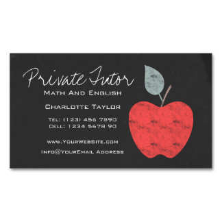 Carte De Visite Magnétique Accueil privé Tuteur Enseignant Apple Chalkboard